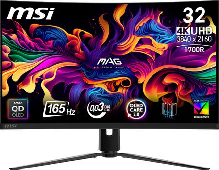 MSI 32" 4K curved gamingskärm MAG 321CUP QD-OLED 3840x2160 QD-OLED, 165hz, 0.03ms, 15m:1, HDR400, HDMI/ DP/ USB-C (MAG 321CUP QD-OLED)