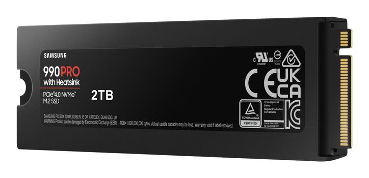 SAMSUNG 990 PRO MZ-V9P2T0GW - SSD - krypterat - 2 TB - inbyggd - M.2 2280 - PCIe 4.0 x4 (NVMe) - 256 bitars AES - TCG Opal Encryption 2.0 - integrerad kylfläns - för Sony PlayStation 5 (MZ-V9P2T0GW)