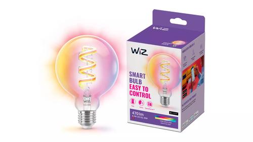 WiZ Klar 40W G95 E27 RGB Lyspære Filament, Smart LED-belysning,  Farget og hvitt lys, Gjennomsiktig,  Wi-Fi (929003267201)