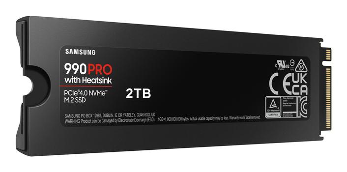 SAMSUNG 990 PRO MZ-V9P2T0GW - SSD - krypterat - 2 TB - inbyggd - M.2 2280 - PCIe 4.0 x4 (NVMe) - 256 bitars AES - TCG Opal Encryption 2.0 - integrerad kylfläns - för Sony PlayStation 5 (MZ-V9P2T0GW)