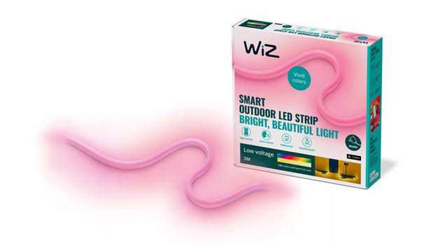 WiZ Utendørs LEDstrip, 5m Smart LED-belysning,  bøybar, farget og hvitt lys, Wi-Fi, IP65, Matter-kompatibel (929003315201)