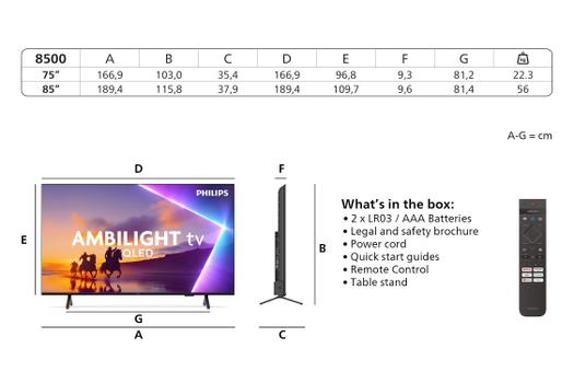 PHILIPS 75PUS8500/ 12 189cm 75" 4K Ambilight TV (75PUS8500/12)