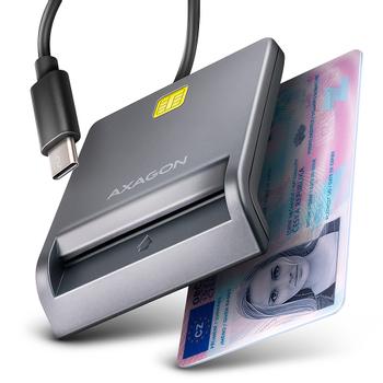 AXAGON CRE-SM3TC,  USB-C FlatReader ctecka kontaktních karet Smart card (eObcanka),  kabel 1.2m (CRE-SM3TC)