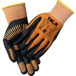 Fingerdyppet nitrilhandske,  THOR Flex Grip, 8, sort, nitril/ polyester,  med gul ribkant
