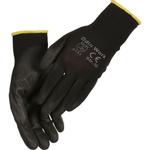 Fingerdyppet PU handske, ODIN Work, 7, sort, PA/ polyester,  ribkant