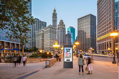 PEERLESS Smart City Kiosk 55" Xtreme? High Bright Outdoor Display, Silver (KOP55XHB-S-EUK)