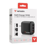 VERBATIM Mini GaN Charger 100W 3Port US/EU/UK ADP