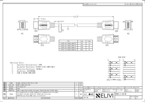 Elivi HDMI 2.0 4K@60 1,5 m High Speed, Ethernet, 4Kx2@60Hz,  AWG 30 (ELV-HDMI20-MM-015)
