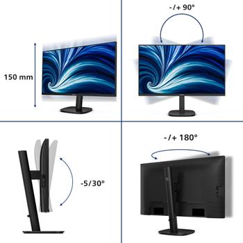 PHILIPS 27inch 2560x1440 120Hz IPS Flat H/A 150 MM USB C DOCKING DISPLAY RJ45 PD>90W Daisy chain TUV EyeSafe certified USB HUB (27B2U3601/00)