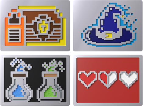 HyperX Badge Pack -magneettiset koristeet HyperX Alloy Rise -näppäimistöille,  8 Bit Series (85U19AA)