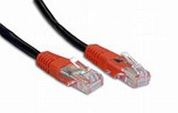 ACT Krysset Cat6 UTP Patchkabel,  Sort m/Røde bøyavlastere 2,0 m (IB 8102)