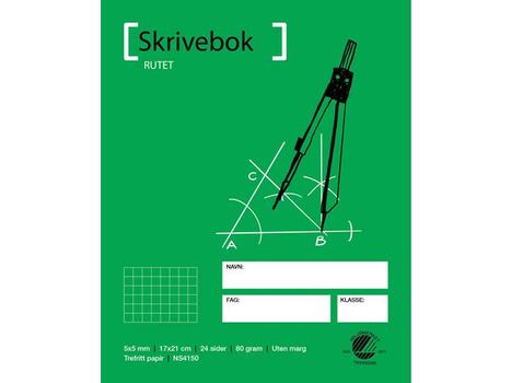 EMO Skrivebok 17x21 80g 24bl 5x5 rutet (354046*20)