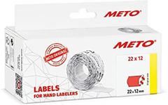 METO Etiket Meto 22x12mm neon rød permanent 1000stk/rul 6rul/pak