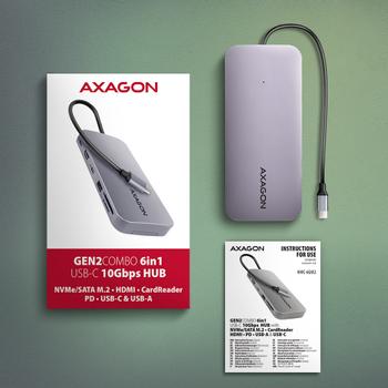 AXAGON HMC-6GM2 USB hub 6in1   10Gbps HDMI M (HMC-6GM2)