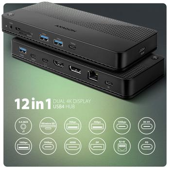 AXAGON HMC-U4 USB hub 12in1    40Gbps LAN HD (HMC-U4)