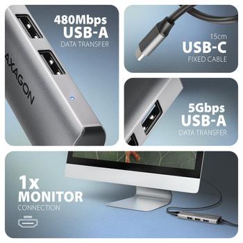 AXAGON HMC-H3A USB hub 4in1    5Gbps HDMI 3x (HMC-H3A)