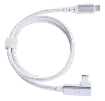 OCHNO USB-C Cable | Angled | DP 1.4 Video Alt Mode | Male/Male | USB-C - USB-C | 3.2 Gen 2 | Braided | 0.7m | White (O-USBG2-70-2)