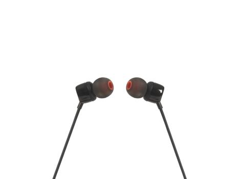 JBL T110 - Øreproptelefoner med mik. - i øret - kabling - 3,5 mm jackstik - sort (JBLT110BLK)