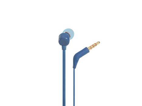JBL T110 - Øreproptelefoner med mik. - i øret - kabling - 3,5 mm jackstik - blå (JBLT110BLU)