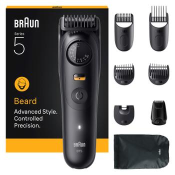 BRAUN Series 5 Skjeggtrimmer (sort) BT5560, +8 Stylingverktøy,  vanntett, 40 lengdeinnstillinger,  opptil 120m (244916)