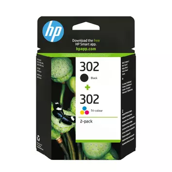HP 302 - 2-pack - svart, farge (cyan, magenta, gul) - original - blekkpatron (X4D37AE#301)