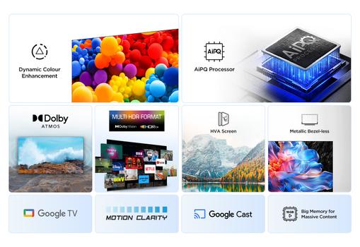 TCL 43" V6C 4K LED Google TV QLED, Direkte LED-smart-TV,  4K HDR-TV, Google TV (43V6C)