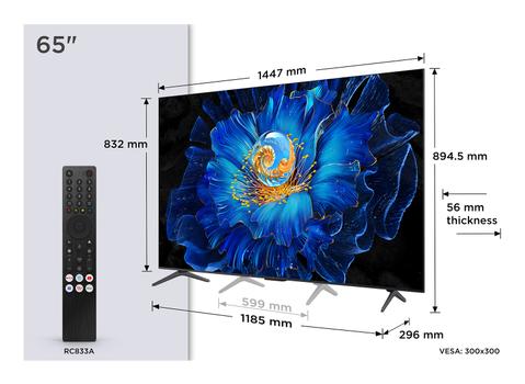 TCL 65" C69KS 4K QD-Mini LED Google TV QD-Mini LED, 4K UHD, Dolby Atmos, Onkyo 2.1 lydsystem,  Game Master, Smart TV (65C69KS)