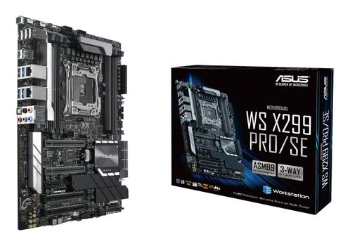 ASUS WS X299 PRO/SE S2066 X299 ATX Intel X299, LGA 2066, 8x DDR4 DIMM, 4x PCIe 3.0 x16, 1x PCIe 3.0 x4, 2x M.2, U.2, 6x SATA III, LAN, USB 3.1, S/PDIF, ATX, 304.8x243.8 mm (90SW00A0-M0EAY0)