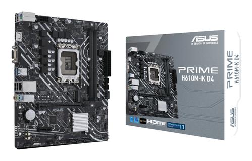 ASUS S PRIME H610M-K D4 - Motherboard - micro ATX - LGA1700 Socket - H610 Chipset - USB 3.2 Gen 2, USB 3.2 Gen 1 - Gigabit LAN - onboard graphics (CPU required) - HD Audio (8-channel) (90MB1A10-M0EAY0)
