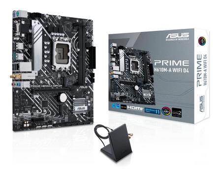 ASUS S PRIME H610M-A WIFI D4 - Motherboard - micro ATX - LGA1700 Socket - H610 Chipset - USB 3.2 Gen 2, USB 3.2 Gen 1 - Gigabit LAN, Wi-Fi, Bluetooth - onboard graphics (CPU required) - HD Audio (8-channel (90MB1C80-M0EAY0)