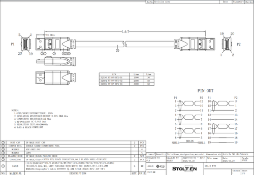 STOLTZEN Flex Displayport 1.2 3 m 4K@60Hz , 7,3mm , Myk , Svart (ST-DP-UFX-03)