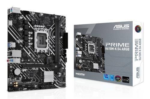 ASUS PRIME H610M-K D4 ARGB LGA1700 micro-ATX motherboard 2xDDR4 4xSATA PCIe 4.0 M.2 slot (90MB1HN0-M0EAY0)