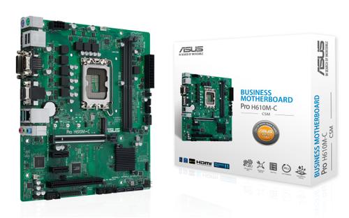 ASUS Pro H610M-C-CSM - Motherboard - micro ATX - LGA1700 Socket - H610 Chipset - USB 3.2 Gen 1, USB 3.2 Gen 2 - Gigabit LAN - onboard graphics (CPU required) - HD Audio (8-channel) (90MB1AT0-M0EAYC)