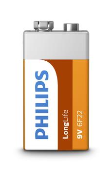 PHILIPS LongLife 9V 1-foil w/ sticker (6F22L1F/10)