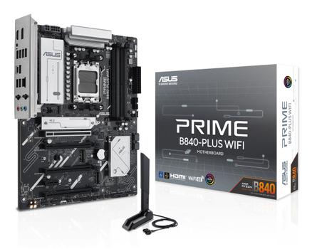 ASUS PRIME B840-PLUS WIFI Hovedkort AM5, ATX, B840, DDR5, 1x PCIe 4.0, 3x M.2 (90MB1IZ0-M0EAY0)