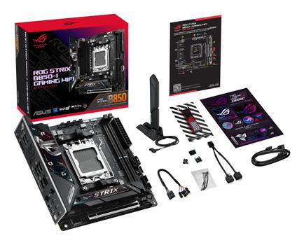 ASUS ROG STRIX B850-I GAMING WIFI Hovedkort AM5, mini-ITX, B850, DDR5, 1x PCIe 5.0, 2x M.2 (90MB1K30-M0EAY0)