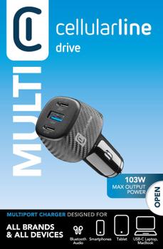 CELLULAR LINE Car Multipower Laptop PD 65W + 20W+18WQC - BLACK (CBRUSB3PD103WK)