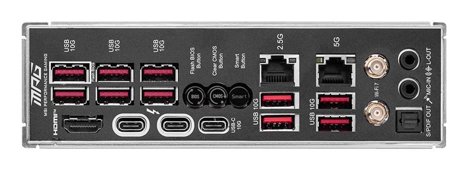 MSI MPG Z890 CARBON WIFI ATX, LGA1851, 4x DDR5, 1x M.2 PCIe 5.0, 2x Thunderbolt 4, 2.5GbE + 5GbE LAN, Wi-Fi 7 320MHz (7E17-001R)