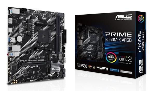 ASUS PRIME B550M-K ARGB - Motherboard - micro ATX - Socket AM4 - AMD B550 Chipset - USB 3.2 Gen 1 - Gigabit LAN - onboard graphics (CPU required) - HD Audio (8-channel) (90MB1GC0-M0EAY0)