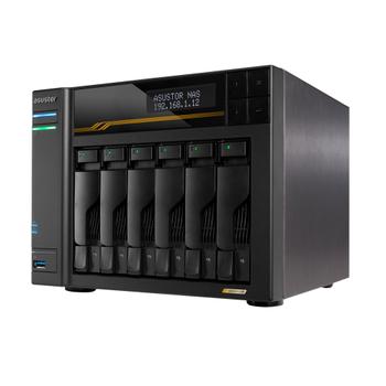 ASUSTOR AS6806T 6 Bay NAS AMD Ryzen Embedded V3C14 16GB ECC RAM DDR5 Dual USB 4 Ports Dual 10GbE Ports Dual 5GbE Ports Four M.2 SSD (AS6806T)