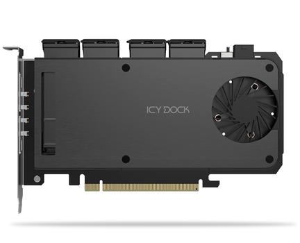 ICY DOCK 4x M.2 NVMe SSD Adapter for PCIe 5.0 x16 Slot (MB204MP-B)