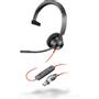 POLY Blackwire 3310 - Blackwire 3300 series - Headset - On-Ear - kabelgebunden - USB-A - Schwarz - Zertifiziert für Microsoft Teams, UC-zertifiziert - Replaces Poly SKU 214011-101