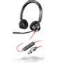 POLY Blackwire 3320 - Blackwire 3300 series - Headset - On-Ear - kabelgebunden - aktive Rauschunterdrückung - USB-C - Schwarz - UC-zertifiziert
