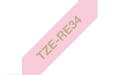 BROTHER TZe-RE34 - Gold on pink - Roll (1.2 cm x 4 m) 1 cassette(s) ribbon tape - for Brother PT-D600, H110, P-Touch PT-E310, P-Touch Cube PT-P300, P-Touch Embellish PT-D215
