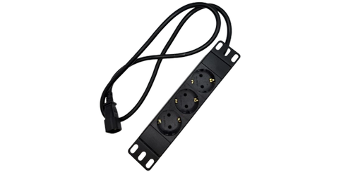 LinkIT 10'' strømskinne 3xCEE 7/4 1m C14(UPS) , 10A , Aluminium (LT-P3SCC141MAB)