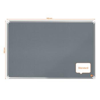 NOBO Premium Plus Grey Felt Noticeboard Aluminium Frame 900x600mm 1915195 DD (1915195)