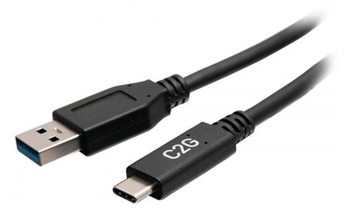 C2G 1.5ft USB-C to USB-A SuperSpeed USB 5Gbps Cable M/M - USB-kabel - USB typ A (hane) till 24 pin USB-C (hane) - USB 3.2 Gen 1 - 30 V - 3 A - 46 cm - formpressad - svart (C2G28876)