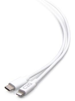 C2G G 10ft (3m) USB-C Male to Lightning Male Sync and Charging Cable - White - Lightning cable - 24 pin USB-C male to Lightning male - 3.05 m - white - USB Power Delivery (20W), up to 480 Mbps (C2G54560)