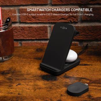 FIXED 3in1 trådløs opladningsstation til Samsung Sort (FIXPOS-GA-BK)