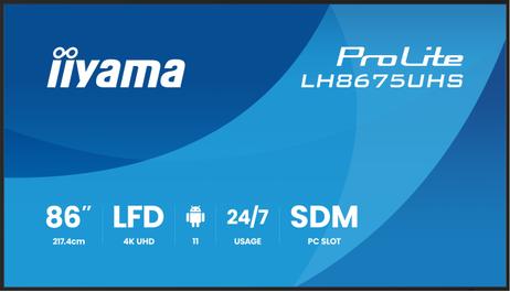 iiyama 86" 3840x2160,  UHD IPS panel, (LH8675UHS-B2AG)